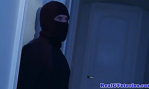 Housewife fucked right into an asshole away from a midnight burglar