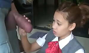 Oriental schoolgirl opens near less drag inflate weighty cock